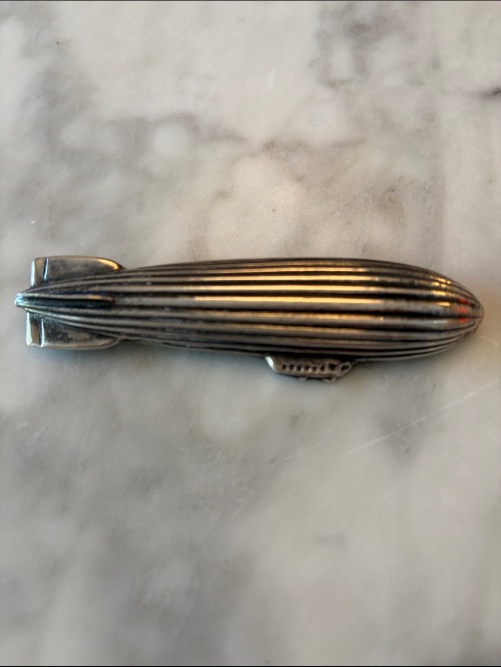 Sterling Silver Zeppelin Brooch Pin - Sleek Airship Accent 16.2 grams